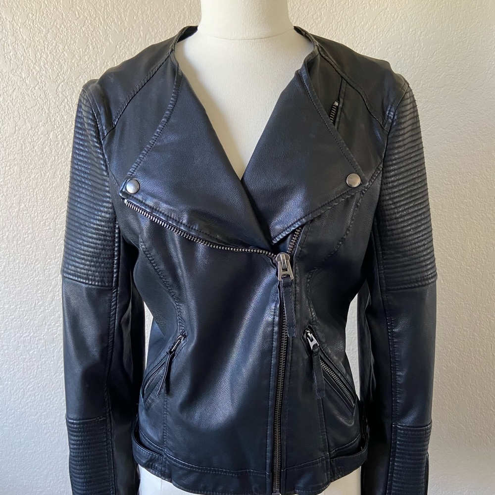 Topshop Black leather Moto Jacket